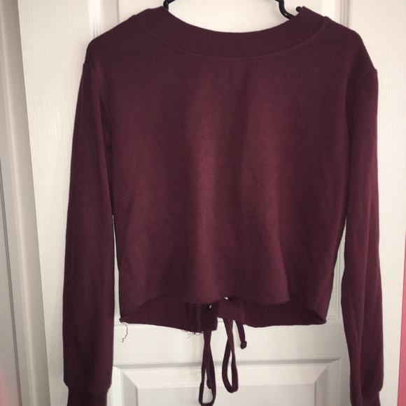 Garage Maroon Lace up sweater - Picture 1 of 2